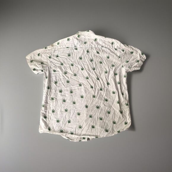 Molokai Surf Shirt Sz XL Cannabis 420 Button Down White Green Marijuana Weed - Picture 8 of 11
